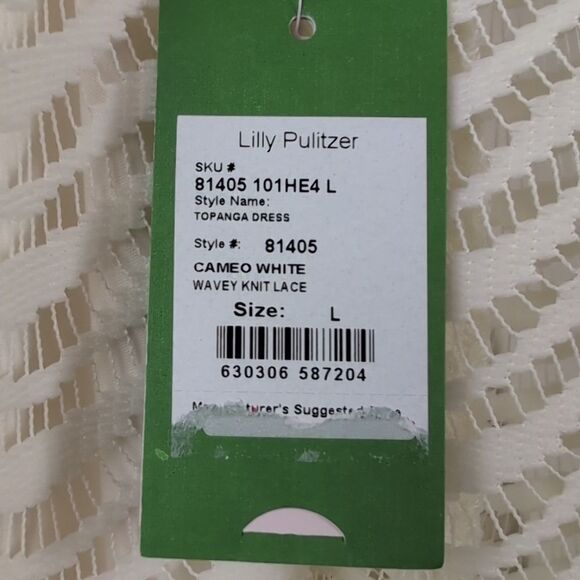 Lilly Pulitzer Topanga Dress Cameo White Wavy Knit Lace Size L NWT - Picture 5 of 15